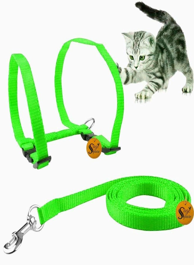 Sage Square Cat Harness & Leash for Walking, Escape Proof, Durable & Adjustable Harness with Leash Rope Set for Cat (Green) - Image 2